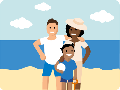 Illustratie van een gezin op vakantie